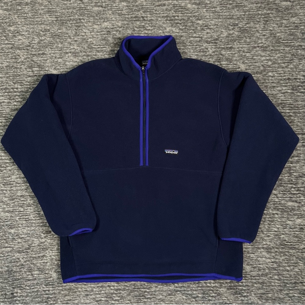 Mens Patagonia Large Navy Synchilla 1/2 Zip Fleece Pullover Jacket